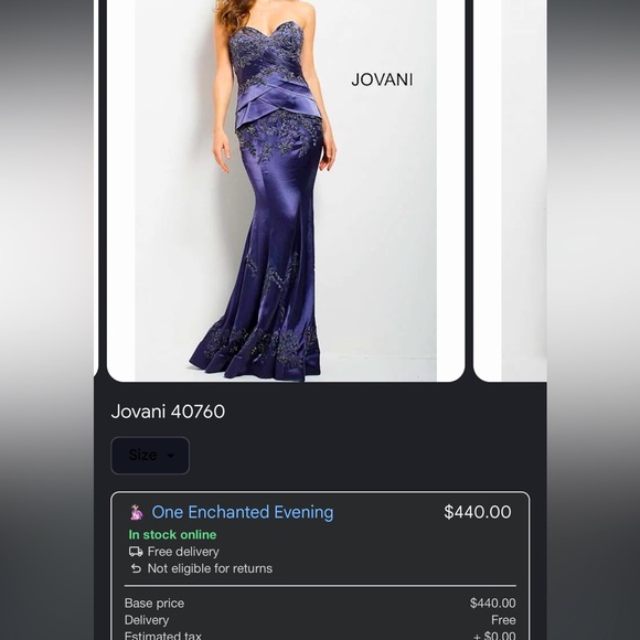 LIKE BRAND 🆕 JOVANI Women’s Elegant Strapless Evening Gown Size 12 - Picture 5 of 5